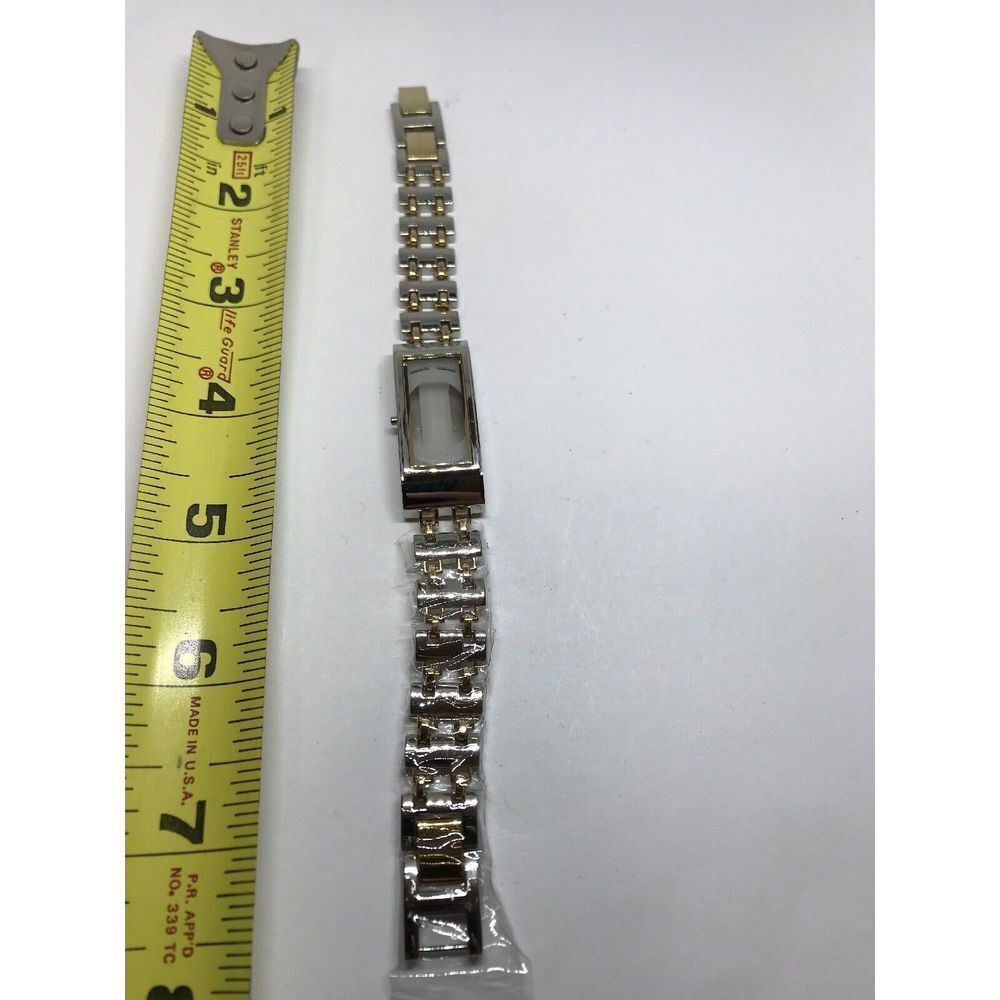 #T129# DKNY Watch Bracelet Full Band Links Case Crystal 2 Tone 12mm